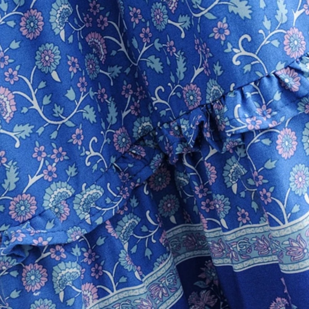 Bohemian Floral Print Maxi Dress Blue Gypsy - Picture 9 of 16